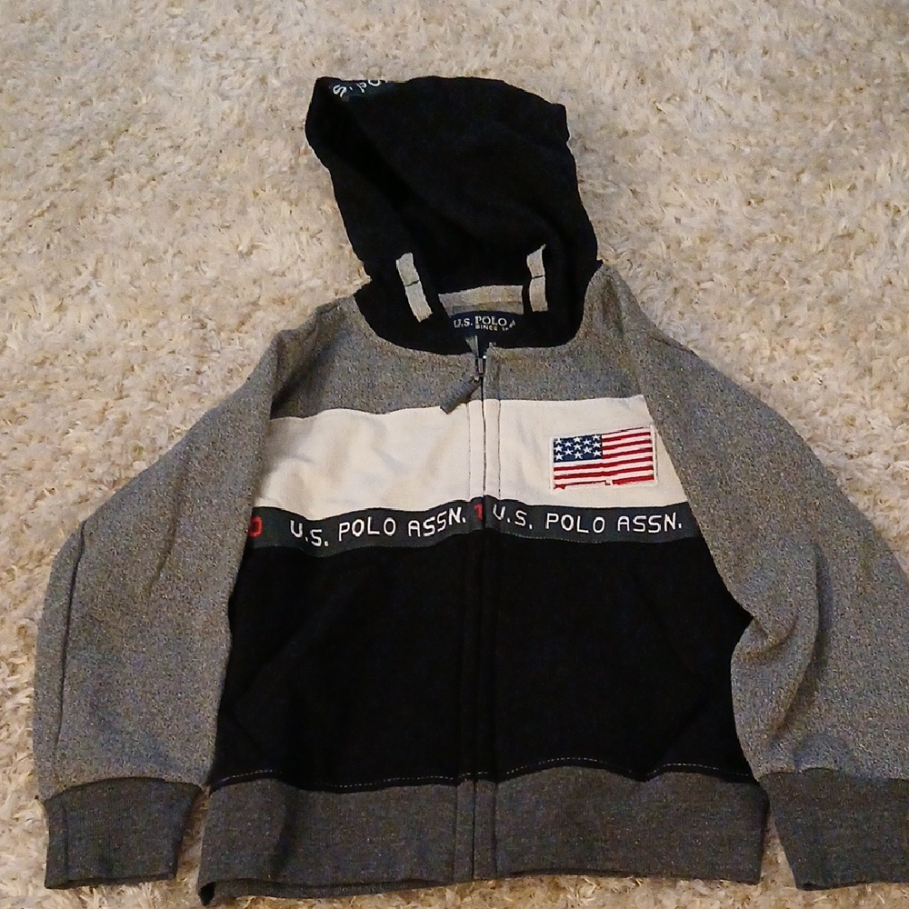 U.S. Polo Assn. Gray and Black Zip-Up Hoodie